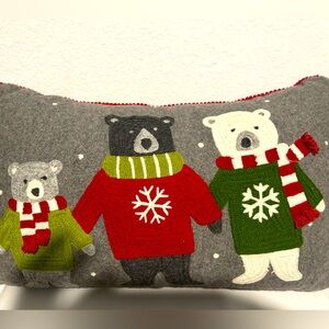 Extra Extra Merry Christmas Festive Bear Family Pillow!